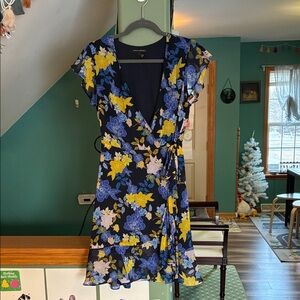 Banana Republic Floral Mini Dress in Blue and Yellow